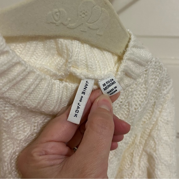 Janie and Jack Cream Cable Knit Ruffle Sweater - Picture 2 of 5